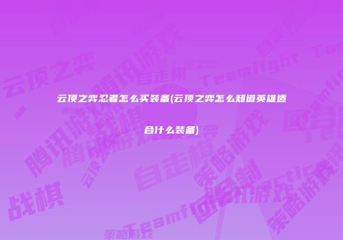 云顶之弈忍者怎么买装备(云顶之弈怎么知道英雄适合什么装备)