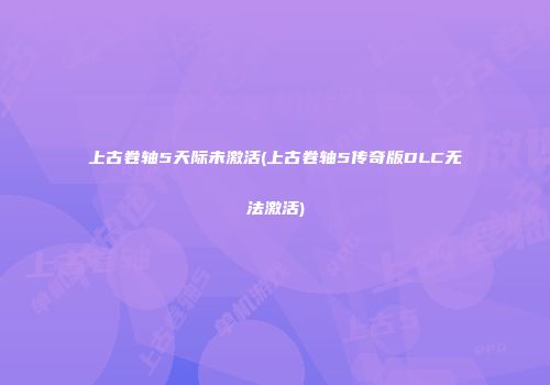 上古卷轴5天际未激活(上古卷轴5传奇版DLC无法激活)