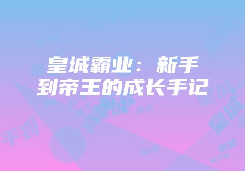 皇城霸业：新手到帝王的成长手记