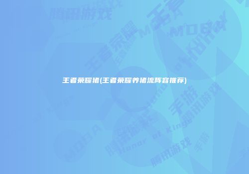 王者荣耀猪(王者荣耀养猪流阵容推荐)