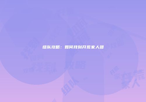 组队攻略:如何找到开荒家人团