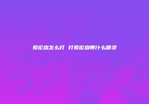 索伦森怎么打 打索伦森带什么精灵