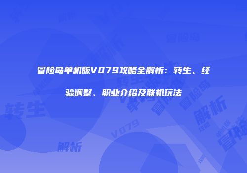 冒险岛单机版V079攻略全解析:转生、经验调整、职业介绍及联机玩法