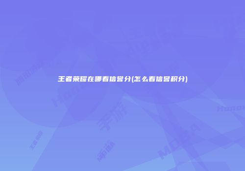 王者荣耀在哪看信誉分(怎么看信誉积分)