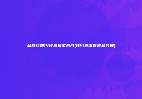 最终幻想14设置玩家条目(ff14界面设置最合理)