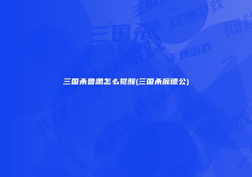 三国杀鲁肃怎么觉醒(三国杀庞德公)