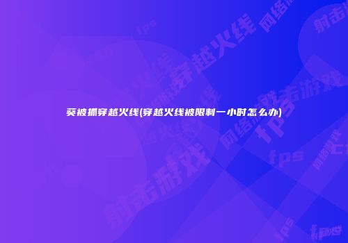 葵被抓穿越火线(穿越火线被限制一小时怎么办)