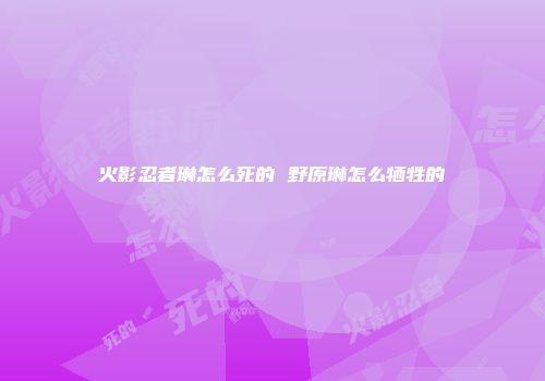 火影忍者琳怎么死的 野原琳怎么牺牲的