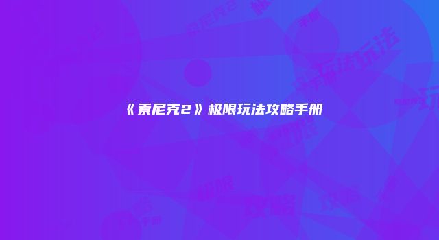 《索尼克2》极限玩法攻略手册