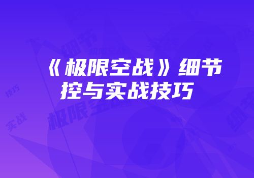 《极限空战》细节控与实战技巧