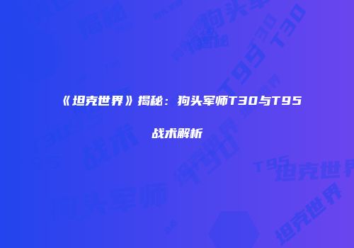 《坦克世界》揭秘:狗头军师T30与T95战术解析