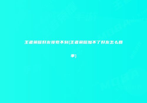 王者荣耀好友搜索不到(王者荣耀加不了好友怎么回事)