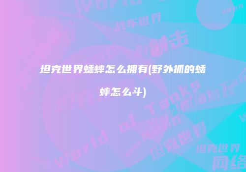 坦克世界蟋蟀怎么拥有(野外抓的蟋蟀怎么斗)