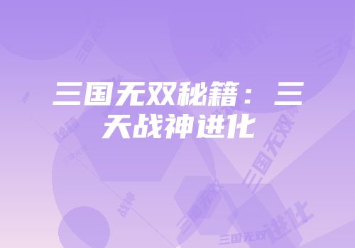 三国无双秘籍：三天战神进化
