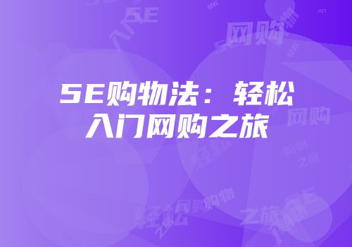5E购物法：轻松入门网购之旅