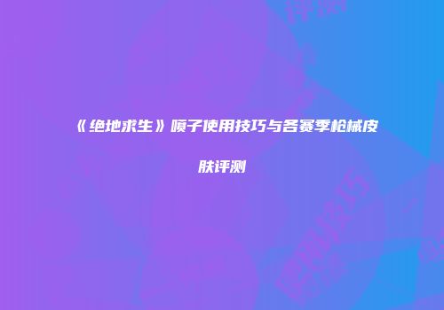 《绝地求生》喷子使用技巧与各赛季枪械皮肤评测