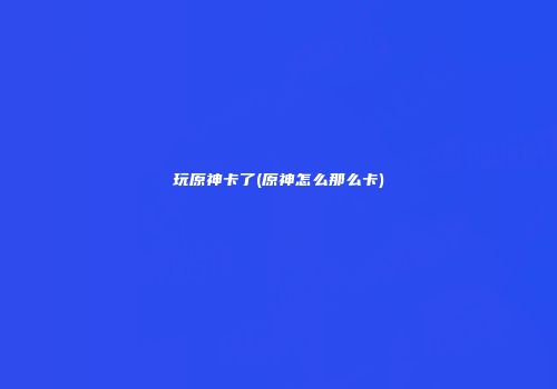 玩原神卡了(原神怎么那么卡)