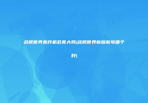 战舰世界轰炸机危害大吗(战舰世界新版航母哪个好)