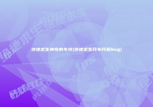 绝地求生神奇的车技(绝地求生开车开枪bug)