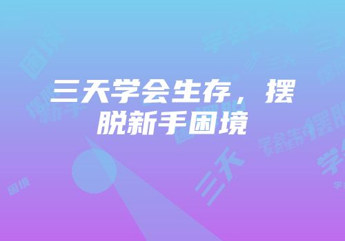 三天学会生存，摆脱新手困境