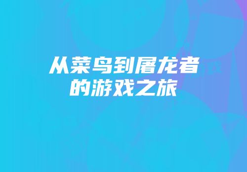 从菜鸟到屠龙者的游戏之旅