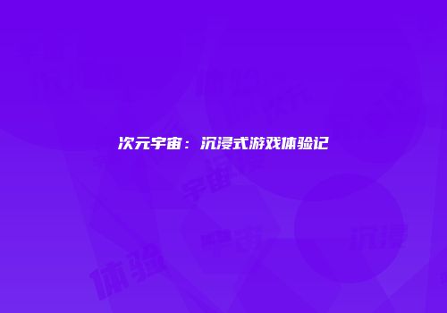 次元宇宙：沉浸式游戏体验记