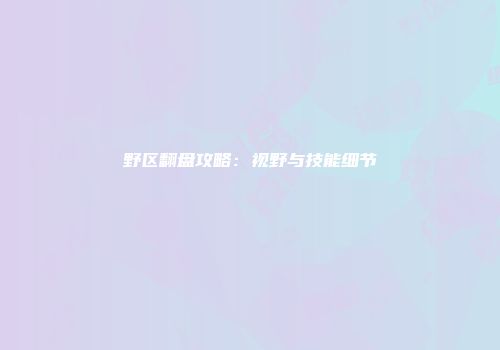 野区翻盘攻略:视野与技能细节