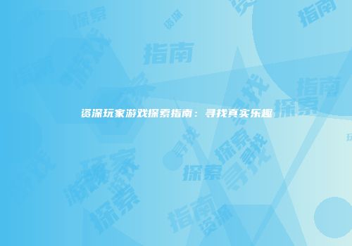 资深玩家游戏探索指南:寻找真实乐趣
