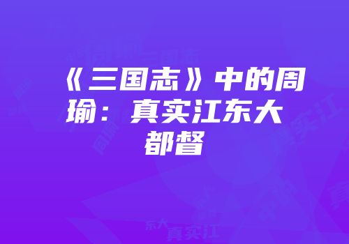 《三国志》中的周瑜：真实江东大都督