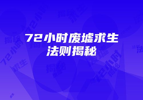 72小时废墟求生法则揭秘