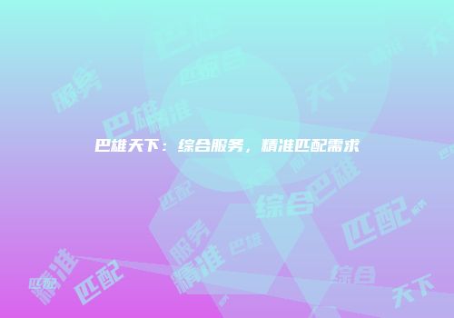 巴雄天下:综合服务,精准匹配需求
