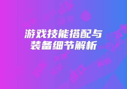 游戏技能搭配与装备细节解析