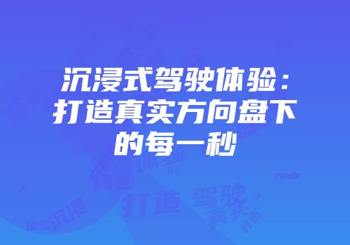 沉浸式驾驶体验：打造真实方向盘下的每一秒