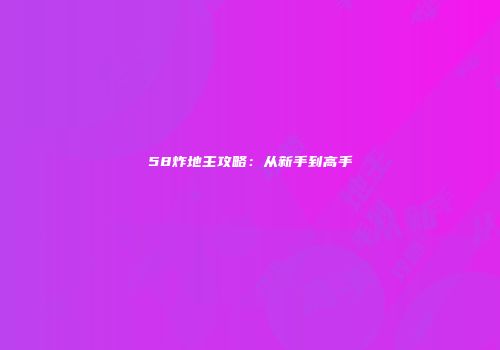 58炸地主攻略：从新手到高手